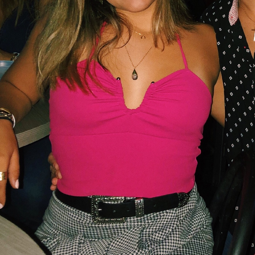 shocking pink crop top